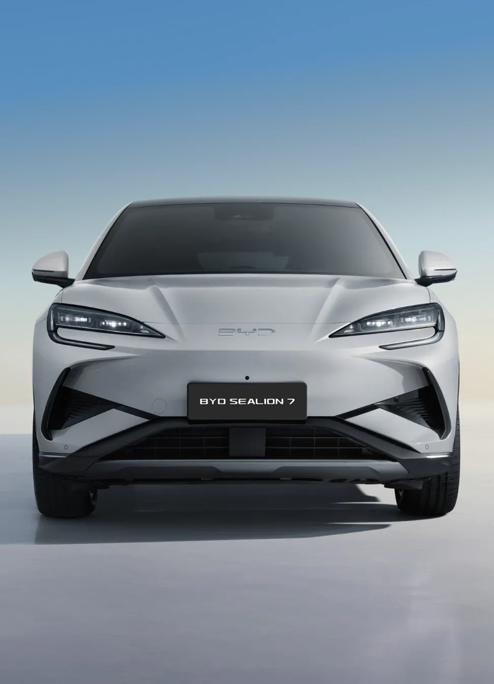 Front view of a white BYD Sealion 7, representative official image